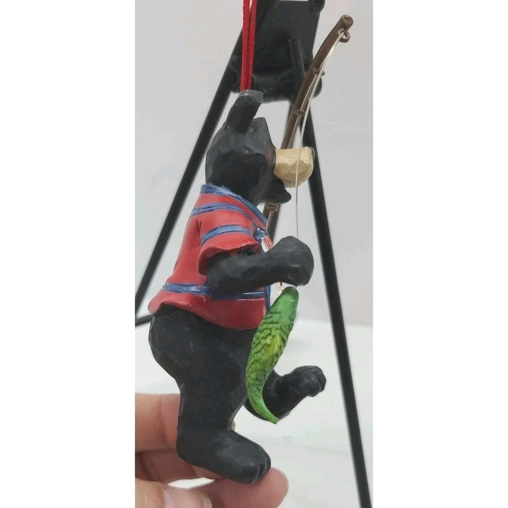 Kurt Adler KSA‎ Black Bear Fishing Figure Ornament Women Want Me Fish Fear Me 5
